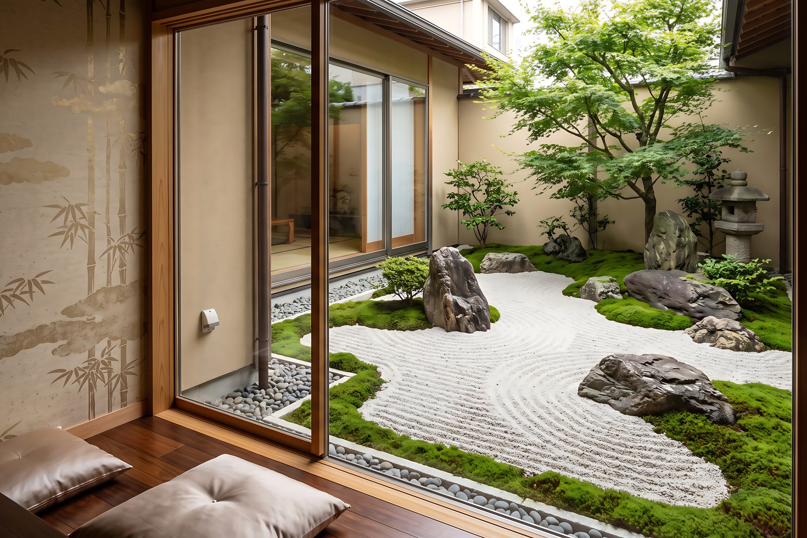 苔庭に面した窓のある和室。イメージ写真です。